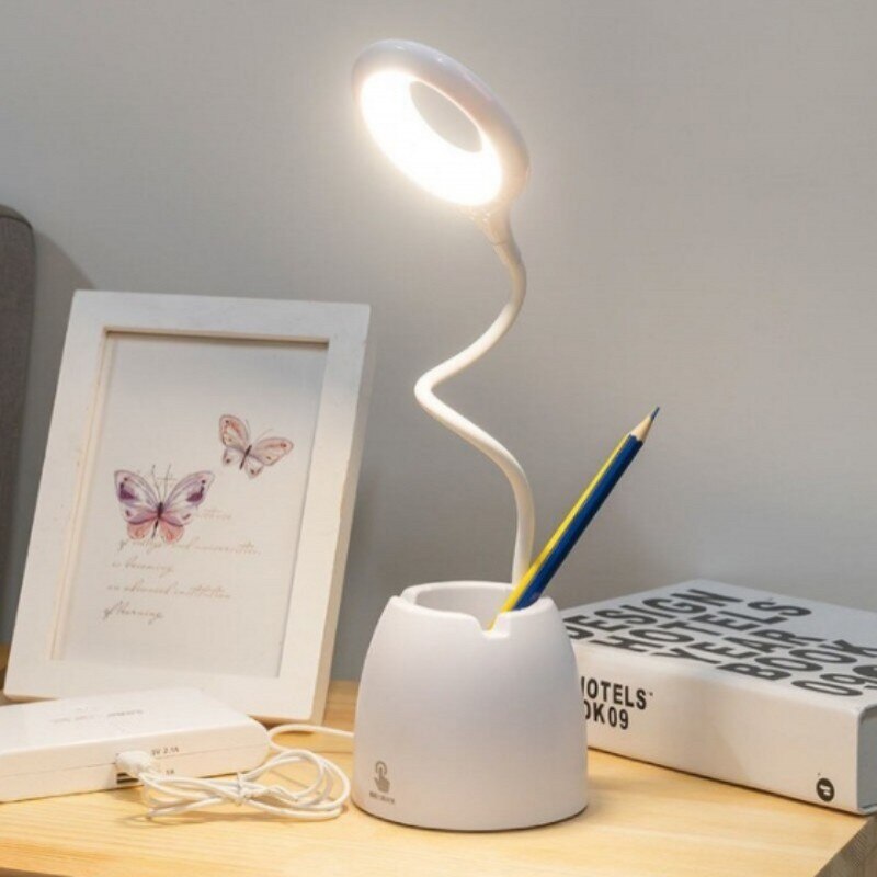 Lampe LED porte-stylo et téléphone pour bureau - X10 Maroc - Livraison gratuite - Blanc