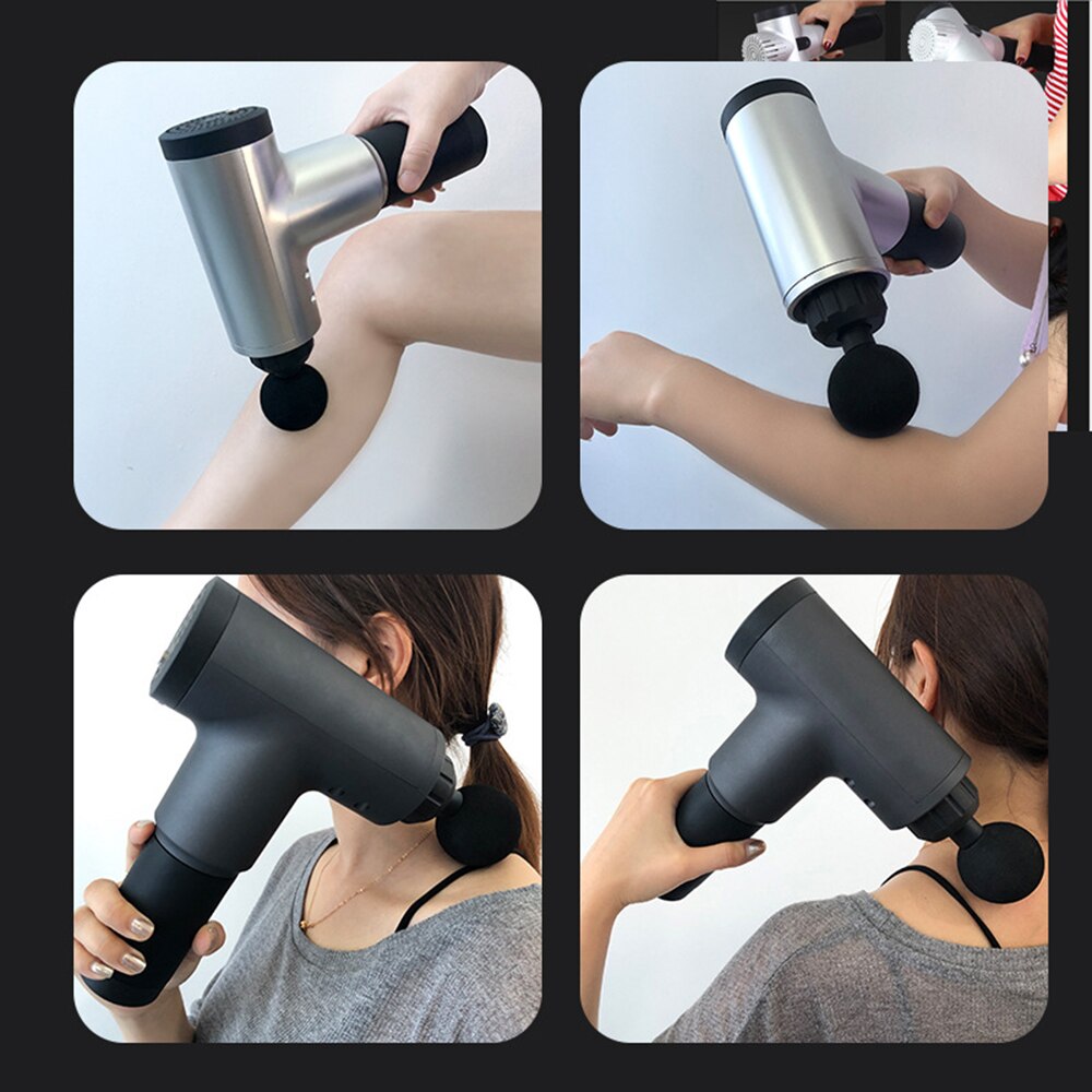Masseur pistolet de massage de muscle électrique rechargeable portable sans fil avec 4 têtes remplaçables 6 vitesses NOIR - X10 Maroc - Livraison gratuite -