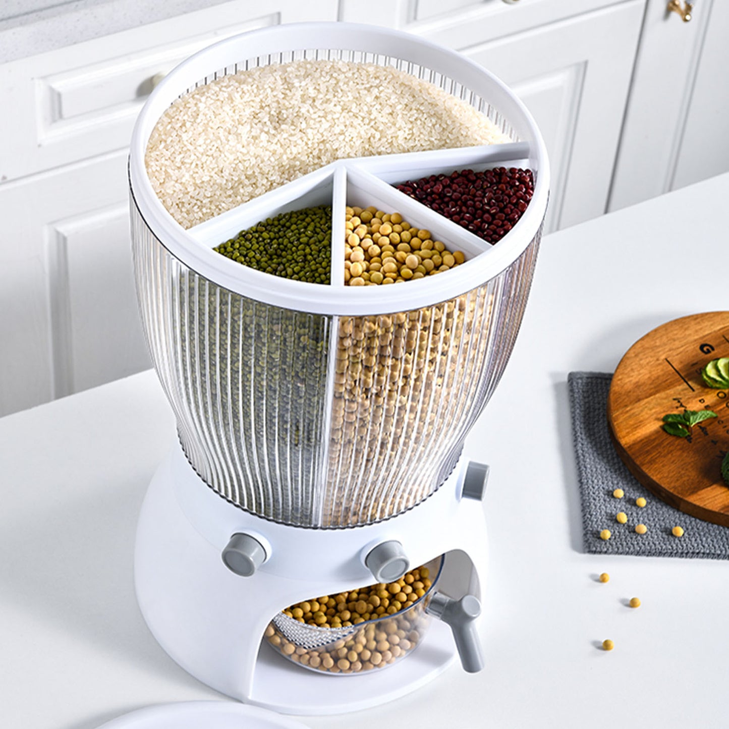 Récipient et distributeur de grains multifonctionnel rotatif - X10 Maroc - Livraison gratuite -
