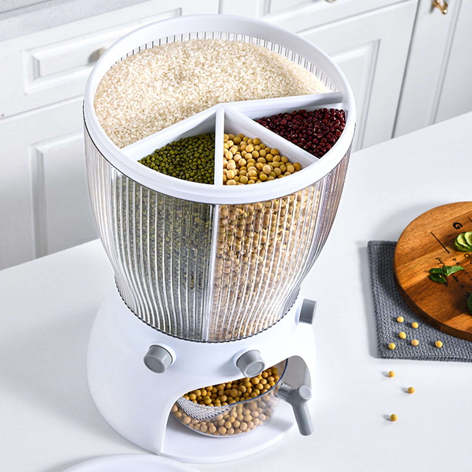 Récipient et distributeur de grains multifonctionnel rotatif - X10 Maroc - Livraison gratuite -