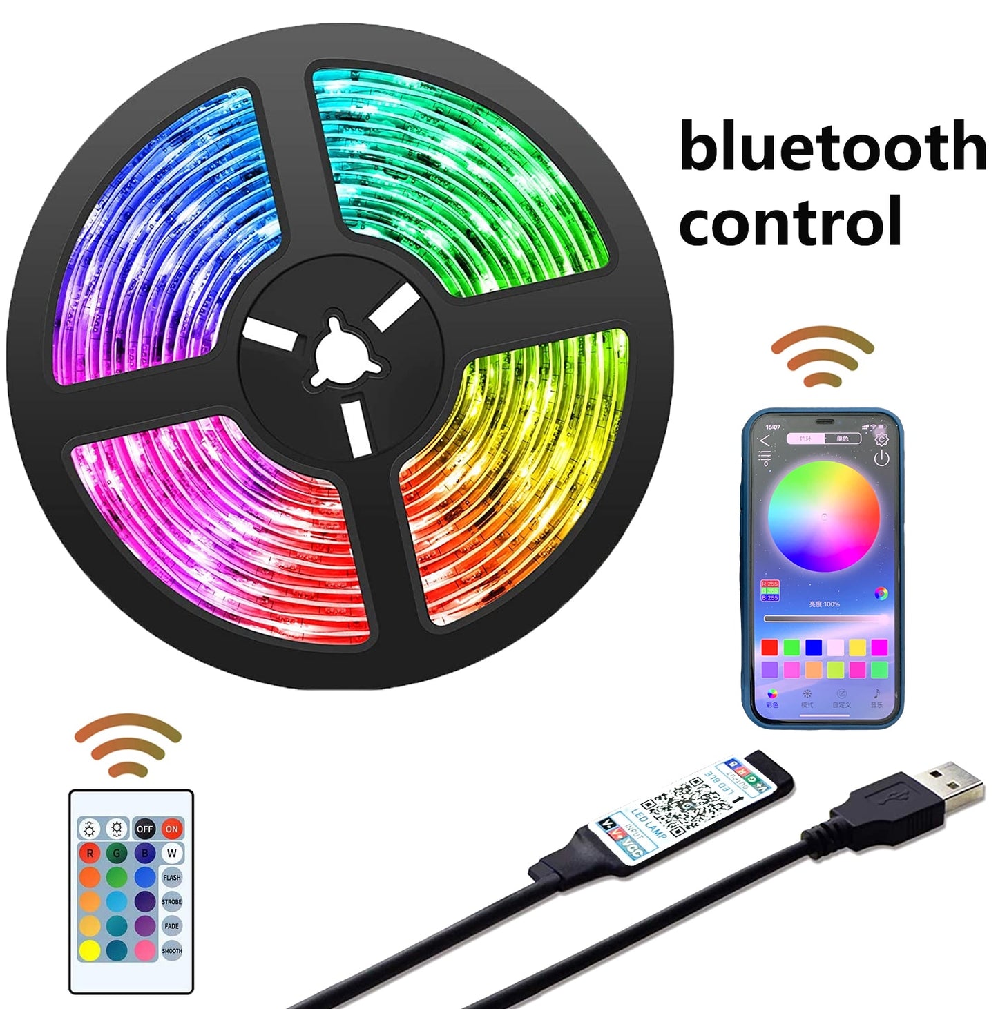 Bandes lumineuses à LED multicolores - X10 Maroc - Livraison gratuite - Contrôle Bluetooth / 1m