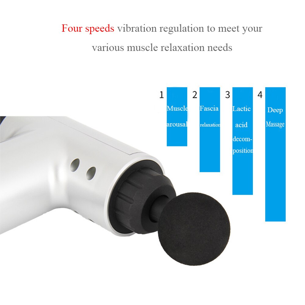 Masseur pistolet de massage de muscle électrique rechargeable portable sans fil avec 4 têtes remplaçables 6 vitesses NOIR - X10 Maroc - Livraison gratuite -