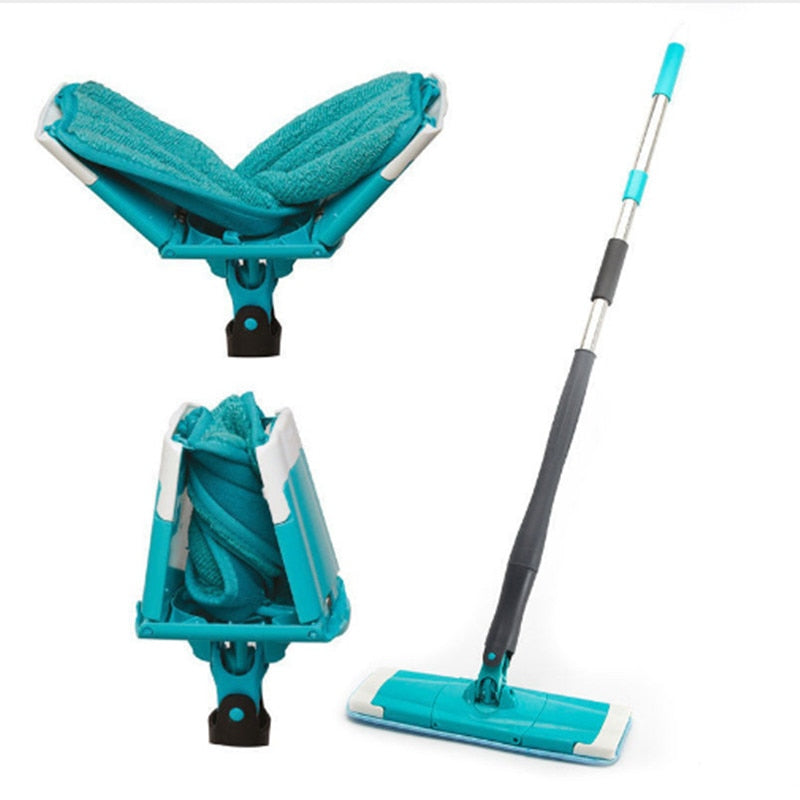 Ensemble de vadrouille mains libres avec tampon en microfibre réutilisable, vadrouille à rotation automatique à 360 degrés - X10 Maroc - Livraison gratuite -