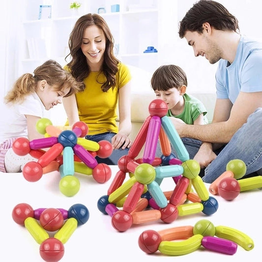 JEU DE BLOCS DE CONSTRUCTION MAGNÉTIQUES KIT DE 64 PCS - X10 Maroc - Livraison gratuite -