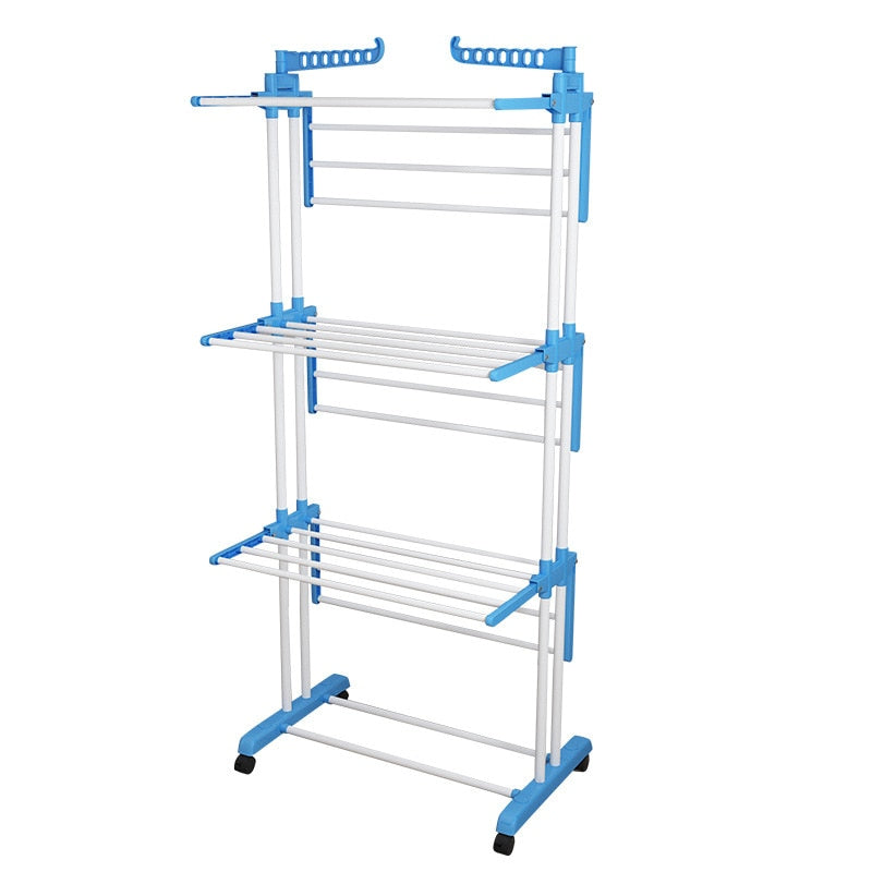 Sèche-linge pliable à ailes latérales sur 3 niveaux - X10 Maroc - Livraison gratuite - Bleu