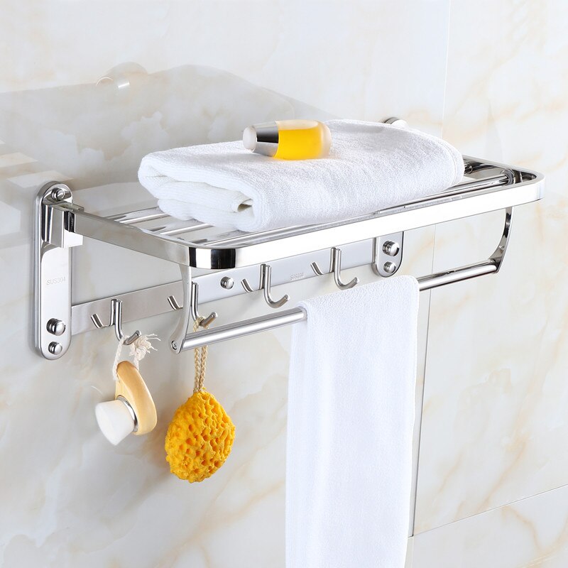 Double porte-serviettes pliant mural en acier inoxydable à double rail avec crochet - X10 Maroc - Livraison gratuite -