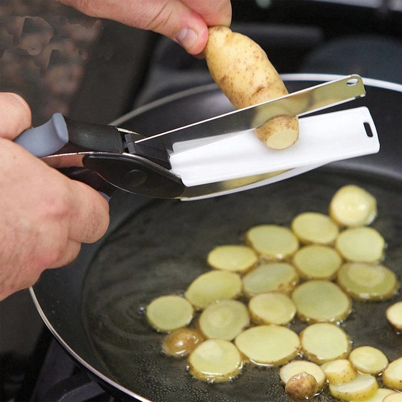 Clever Cutter 2 en 1 Ciseaux de Cuisine Couteau et Planche à Découper - X10 Maroc - Livraison gratuite -