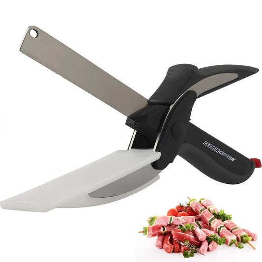 Clever Cutter 2 en 1 Ciseaux de Cuisine Couteau et Planche à Découper - X10 Maroc - Livraison gratuite -