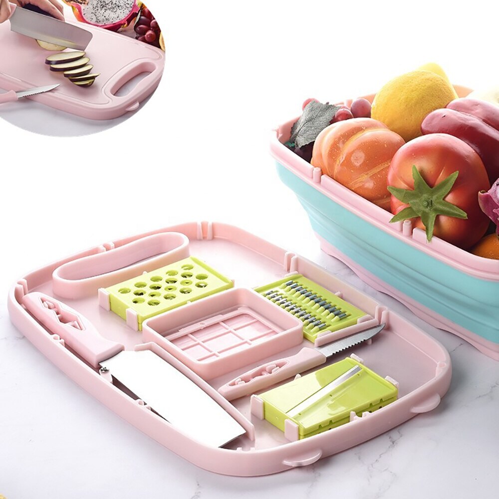 Planche à Découper Multifonction Pliante 9 en 1 Coupe-légumes panier de vidange - X10 Maroc - Livraison gratuite -