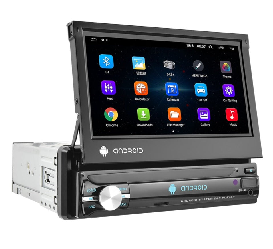 1 Din Android 10 Car Radio Autoradio 7" Retractable Touch Screen GPS Wifi BT FM RDS AUX Stereo Auto Radio - X10 Maroc - Livraison gratuite -