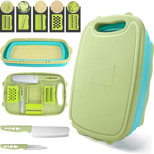 Planche à Découper Multifonction Pliante 9 en 1 Coupe-légumes panier de vidange - X10 Maroc - Livraison gratuite -