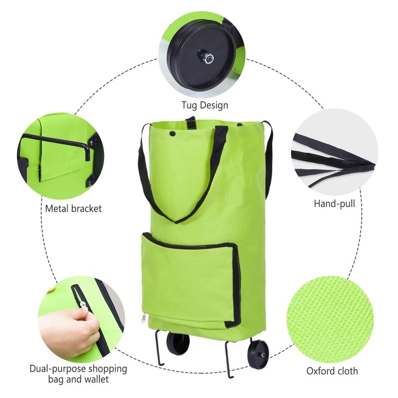Sac à provisions pliable avec roulettes pour courses et courses réutilisables - X10 Maroc - Livraison gratuite -