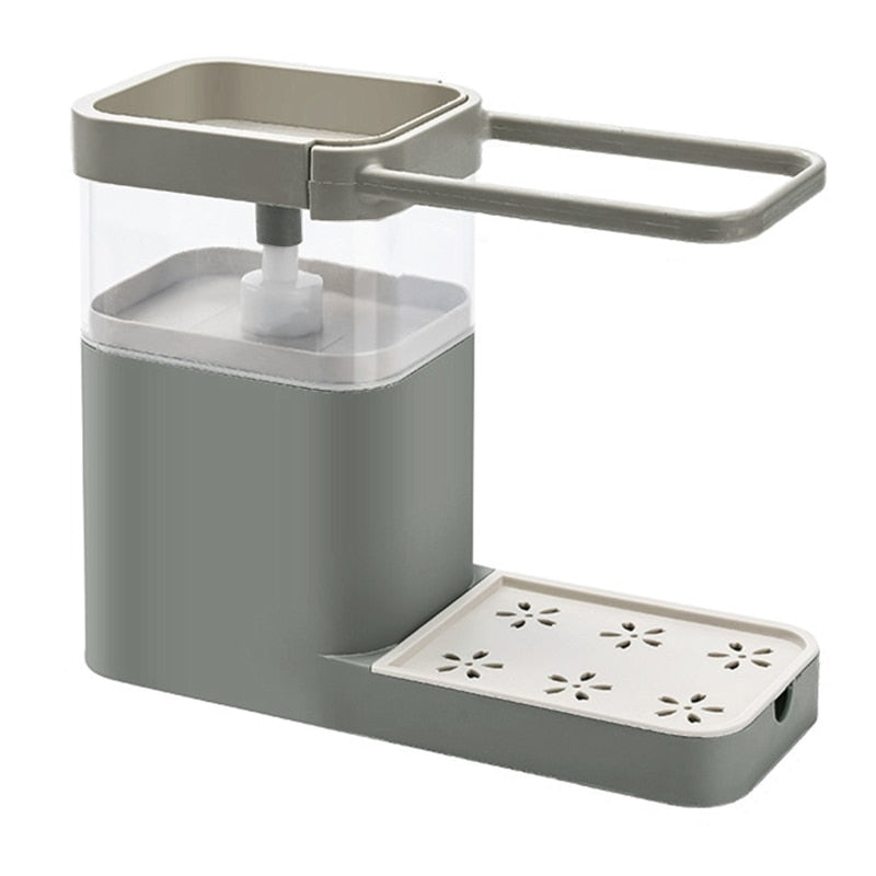 Distributeur de savon 2 en 1 avec vaisselle et porte-serviettes - X10 Maroc - Livraison gratuite - Gris