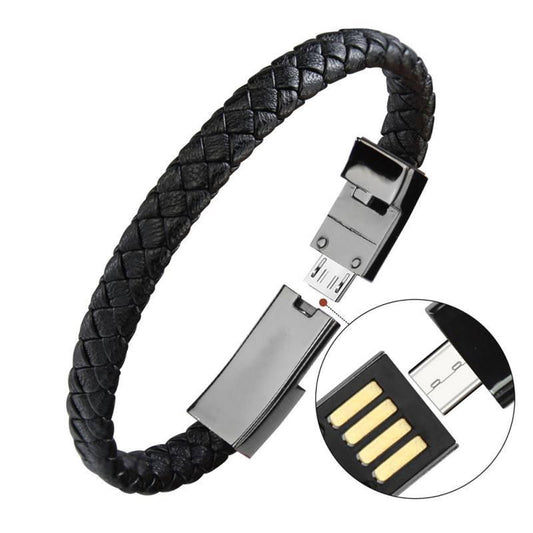 Bracelet Cuir et Câble USB Chargement Données - X10 Maroc - Livraison gratuite -