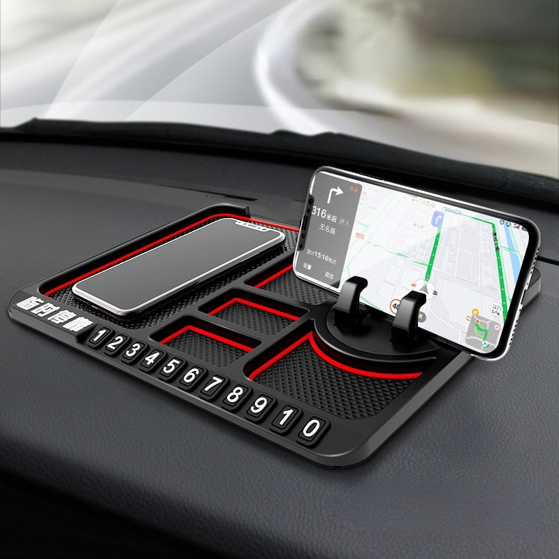 Support de téléphone de Voiture 4 en 1 Tableau de Bord de Voiture Antidérapant - X10 Maroc - Livraison gratuite - Red