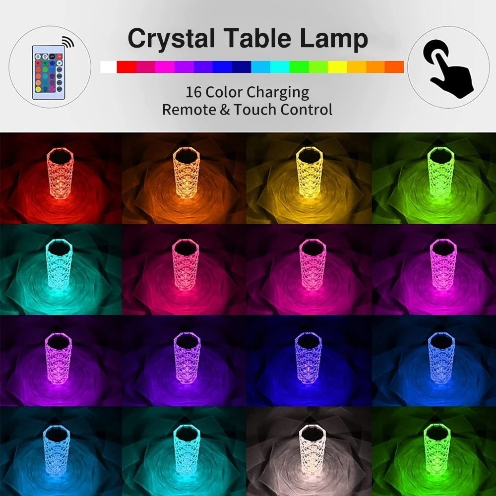 Lampe d'ambiance tactile portable sans fil à effet cristal LED multicolore - X10 Maroc - Livraison gratuite -