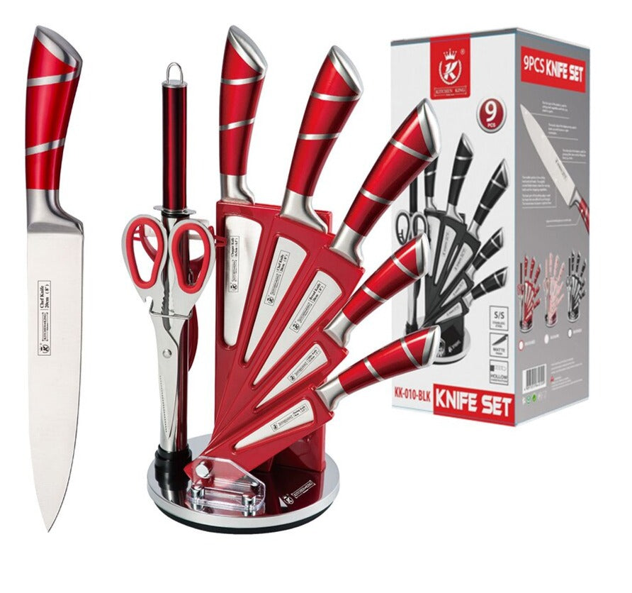 Ensemble de couteaux Professionnel 9 pièces Designed in Germany - X10 Maroc - Livraison gratuite - Rouge