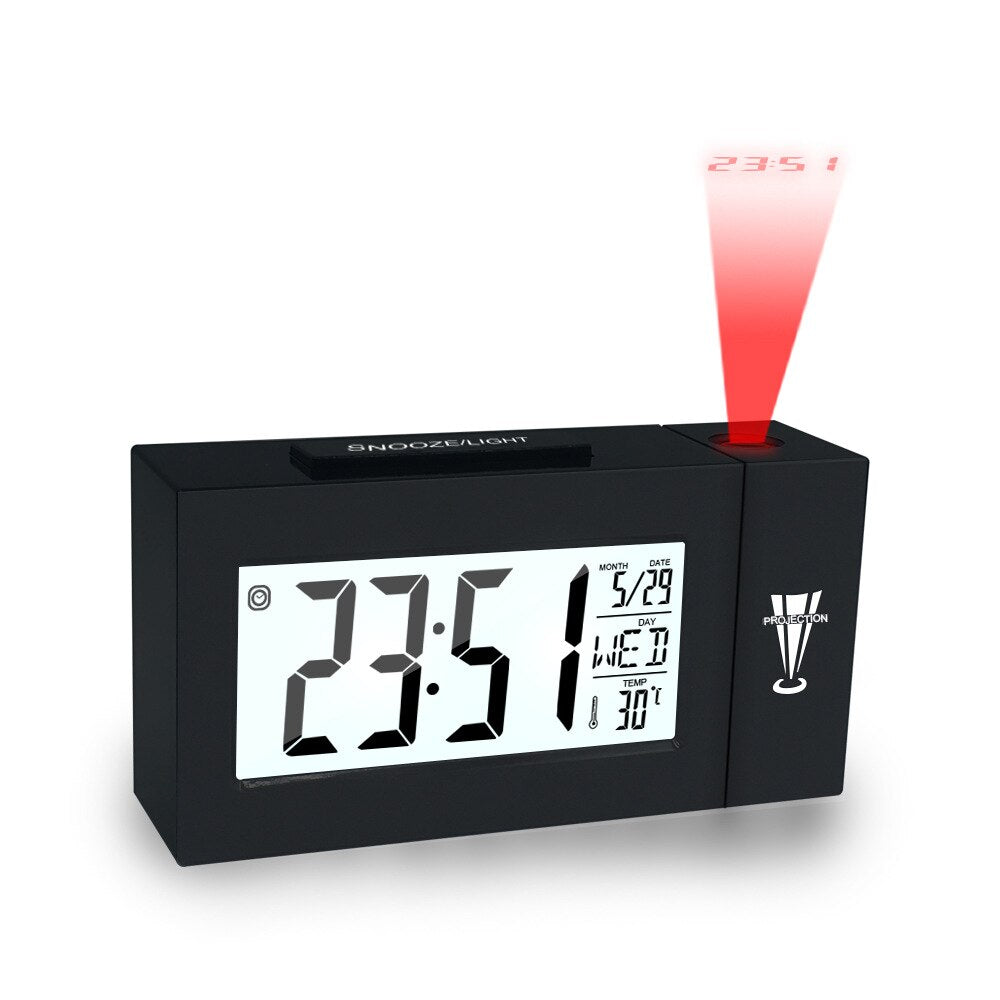 LED Numérique Alarme De Projection Horloge Parlante Electronique Horloge - X10 Maroc - Livraison gratuite - Black