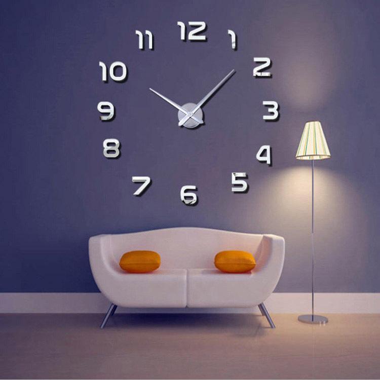 Grande horloge murale 3D - X10 Maroc - Livraison gratuite - Silver