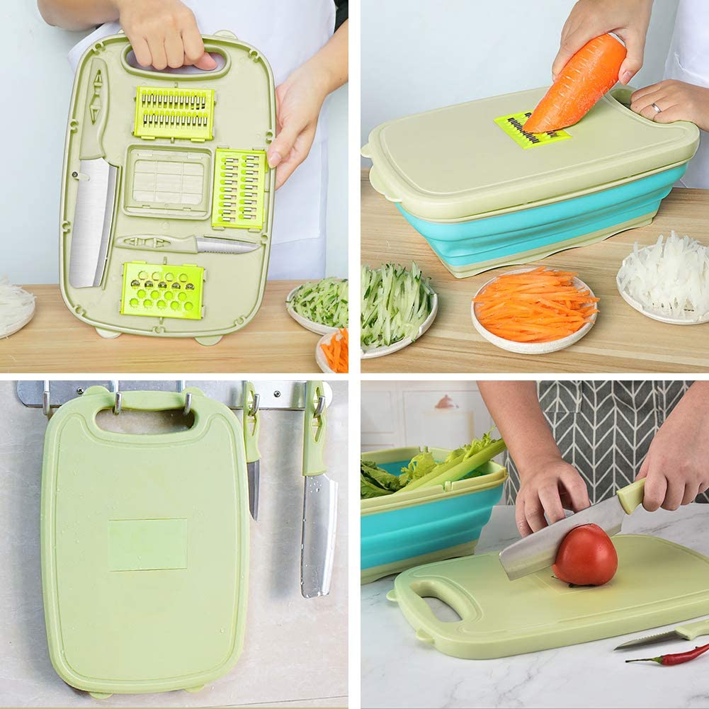Planche à Découper Multifonction Pliante 9 en 1 Coupe-légumes panier de vidange - X10 Maroc - Livraison gratuite -