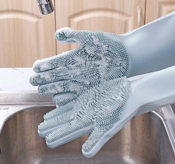 Gants magiques réutilisables en silicone avec brosse de nettoyage - X10 Maroc - Livraison gratuite -