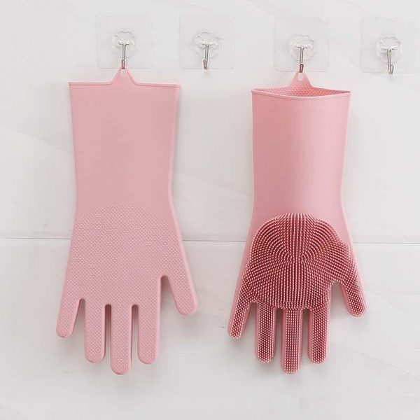 Gants magiques réutilisables en silicone avec brosse de nettoyage - X10 Maroc - Livraison gratuite -