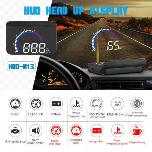 Shkalacar Compteur de Vitesse Intelligent GPS HUD,Voiture HUD Headup  Display KM/H MPH avec LED Grand Affichage de Police pour Voiture Camion SUV  Moto