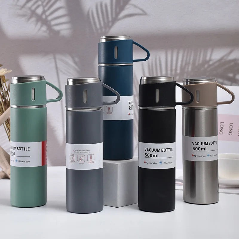 Bouteille isotherme sous vide Thermo 500 ml en acier inoxydable avec tasse