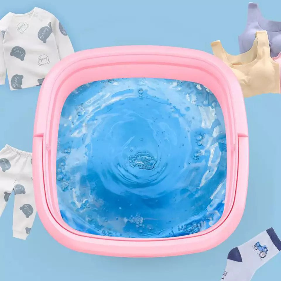 Machine à laver pliable portable - idéale pour le camping, les voyages, les appartements, les dortoirs, le nettoyage pur - X10 Maroc - Livraison gratuite - Rose