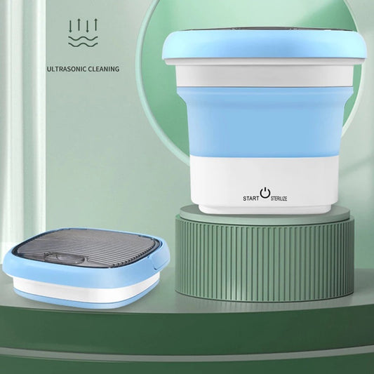 Machine à laver pliable portable - idéale pour le camping, les voyages, les appartements, les dortoirs, le nettoyage pur - X10 Maroc - Livraison gratuite - Bleu
